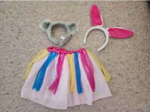Dress up items for 2-year-old - skirt and koala & Easter bunny ears