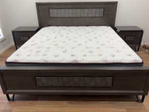 King size bed ,mattress and bedside tables