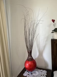 Tall lamp for home - red and dark brown in colour 