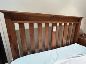 Solid Timber Queen Size Bed & Tallboy