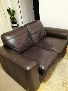 Dark Brown Leather 3-Seater Settee 2-Seater Loveseat $300 negotiable