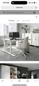 IKEA adjustable standing desk, white, 120x70 cm