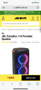 Wanted: Looking for a jbl party box 110 or 310 (on a budget)