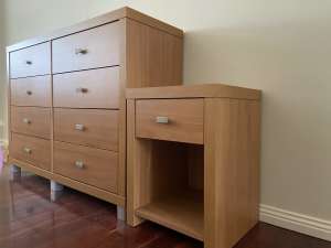 Freedom Tallboy Drawers with Matching Bedside Tables x2