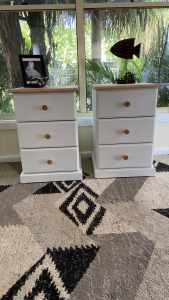 Quality Timber Coastal Style Bedside Tables x 2