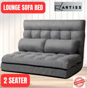 Sofa Bed Floor Recliner 2 Seater Chaise (Grey) - Limited Stock