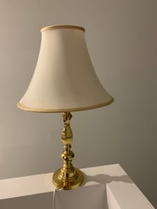 Table Lamp - Brass Base with Cream satin Lampshade