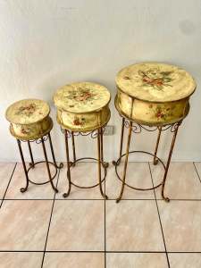 set of three hand painted stand