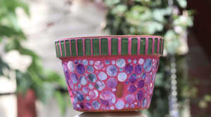 Mosaic Orchid Pot. Handmade by myself.