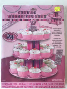 PINK CUPCAKE TREE STAND WITH STICKERS