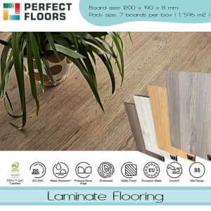 Water Resistant Laminate Flooring, Board Thickness 8 mm, Amor Classic