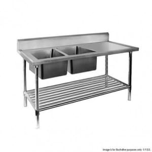 DSB6-1500L/A Double Left Sink Bench With Pot Undershelf