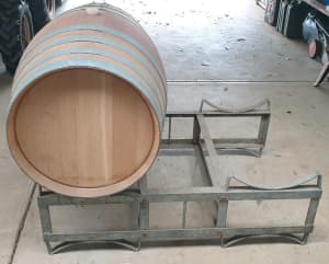 Metal wine barrel storage rack 