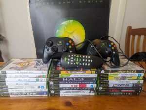 Xbox Original Games X24 PLUS controllers and console (not working)