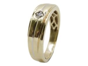 9ct Yellow Gold Unisex Ring With Stone Size R Ring