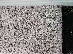 SOLD Plush Turkish cream & pale/charcoal grey shag rug, 134x184,VGC