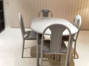 Dining Table with 4 PVC Leather Chairs
