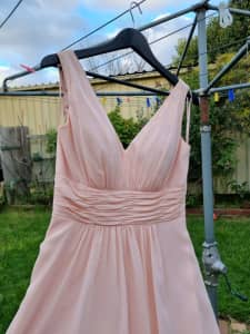 Size 10-12 Dusty Salmon Pink Formal Evening Dress Gown