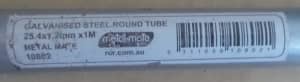 Galvanised Steel round tube (25.4 x 1.2mm x 1m), like NEW, Carlton