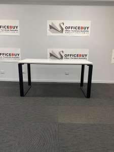 Straight Desk-White Top with Black Square Legs-1500mm-2 available