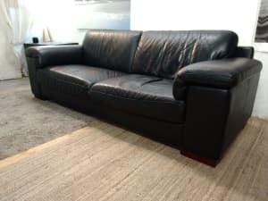 Free Delivery Genuine Leather 3 Seater Sofa Lounge Couch 