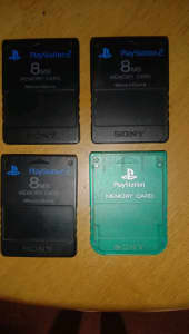 PlayStation 2memory cards ×4 8mb and 3 PS2 games $5 each