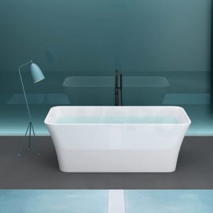 1500mm Square Curve Shape Bathtub Freestanding Gloss White Acrylic