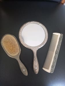 Antique Silver Brush, Mirror and Comb Set 