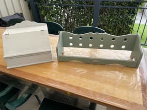 Bread box and wine rack.