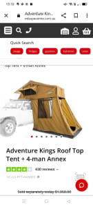 Kings roof tent for sale