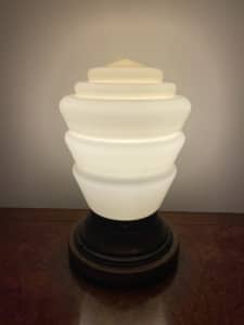 Antique Art Deco Stepped Beehive Glass Table Lamp