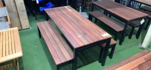 New 1800mm 3 piece Galvanised outdoor bench and table set Timber