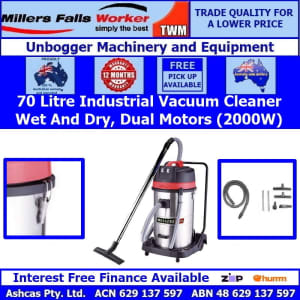 Millers Falls 70 Litre Industrial Canister Vacuum Cleaner Wet & Dry