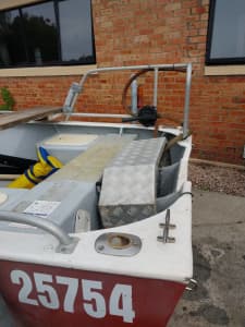Fibreglass boat with trailer and motor