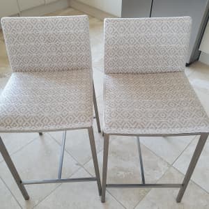 Bar Stools x 2 upholstered seat/back and stainless steel legs