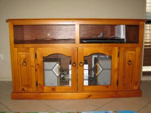 Solid Timber Entertainment Unit and Corner Display Cabinet