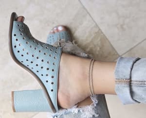 New~Rochessa Leather Strap high heels ice blue size 36