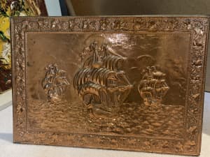 Copper embossed wall decor - sailing boats