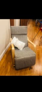 good condition wood fabric rocking chair