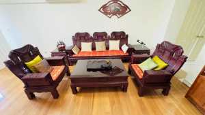 Rosewood Sofa Set with Coffee Table