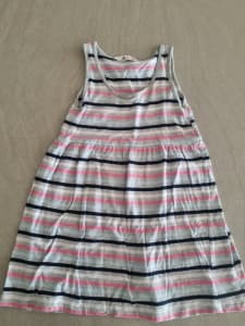 Girls Grey Pink Striped Summer Dress
- Size: 4
