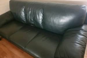 Black leather sofa lounge set (2 sofas)