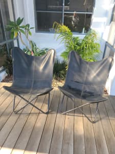 2 black butterfly chairs - Ocean Grove