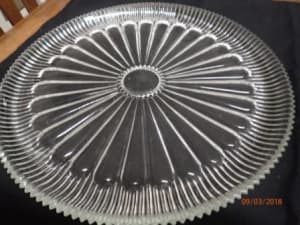 Glass Serving Platter Radial Pattern