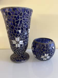 Mosaic Vases x2 Midnight blue