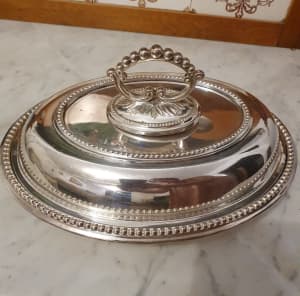 Antique Edwardian Silver Plate Entree dish with cover