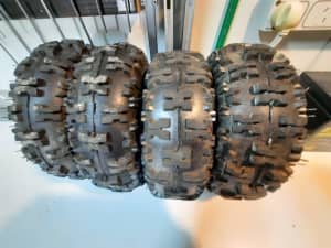 4 xOffroad tyres 10 (4-10/4) ,w/tubes.goodcond.suit s all.