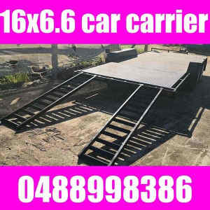 16x6.6 car carrier tandem trailer flatbed with ramps aus made