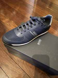 Hugo boss Glaze_Lowp_thmx mens sneaker blue silver trim size 10.5 Au