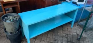 Blue metal shelf unit